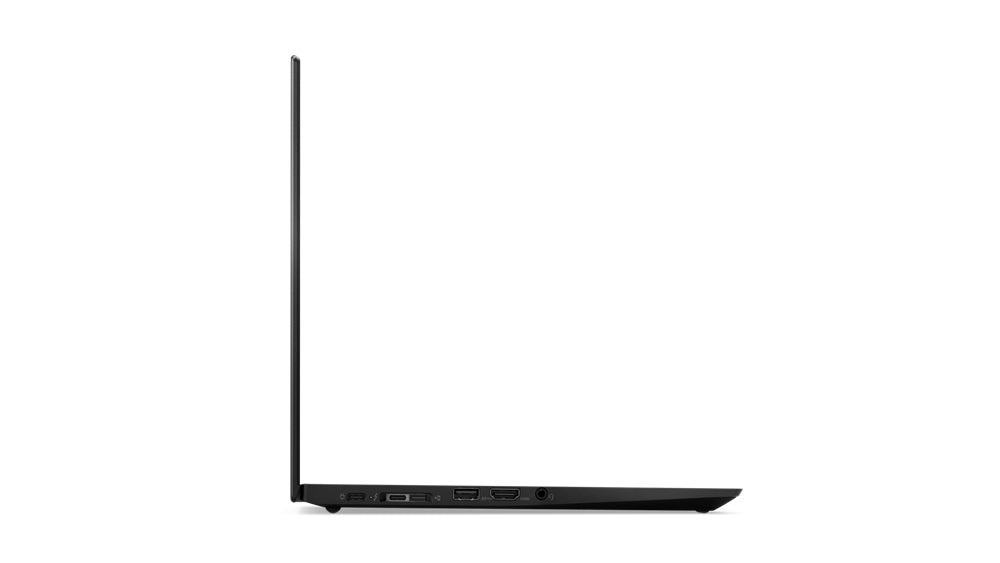 Vista laterale del Lenovo ThinkPad T490s, profilo sottile con porte di connettività. Perfetto per mobilità e lavoro in movimento. Vista laterale del Lenovo ThinkPad T490s, profilo sottile con porte di connettività. Perfetto per mobilità e lavoro in movimento.